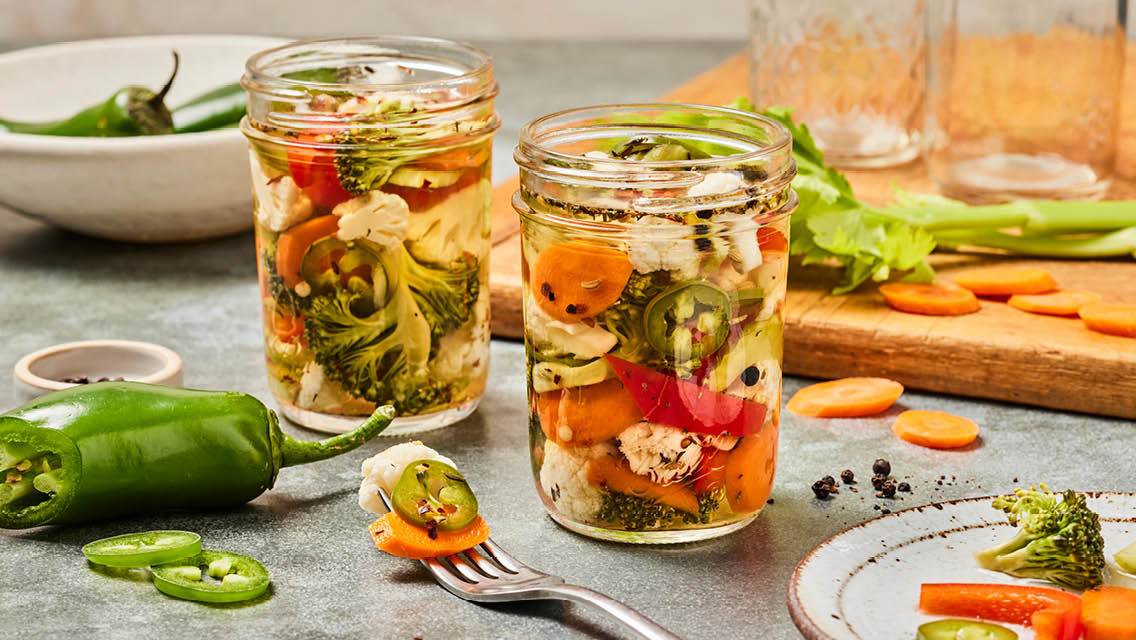 jars filled with giardiniera