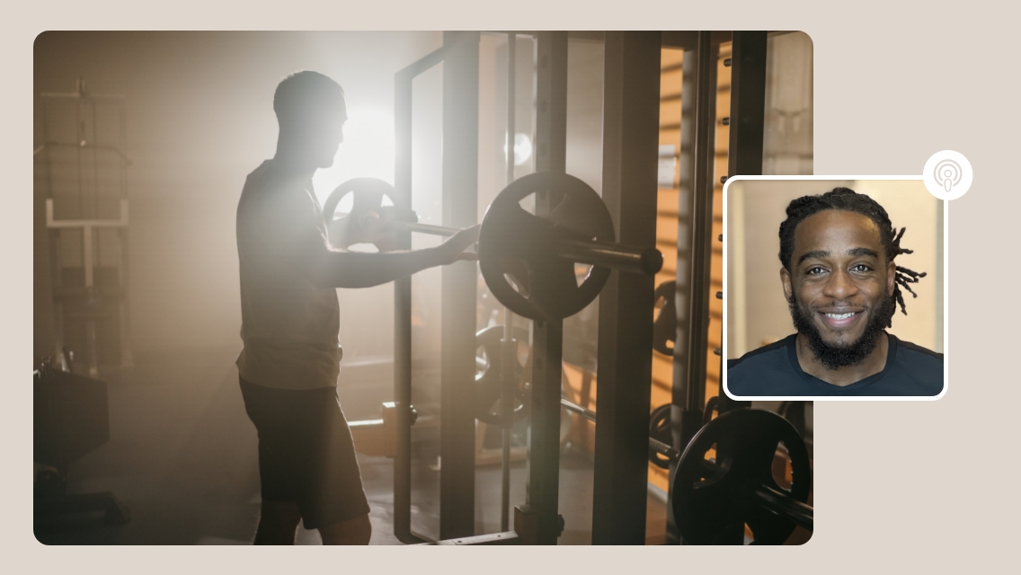 man lifting weights and charles headshot