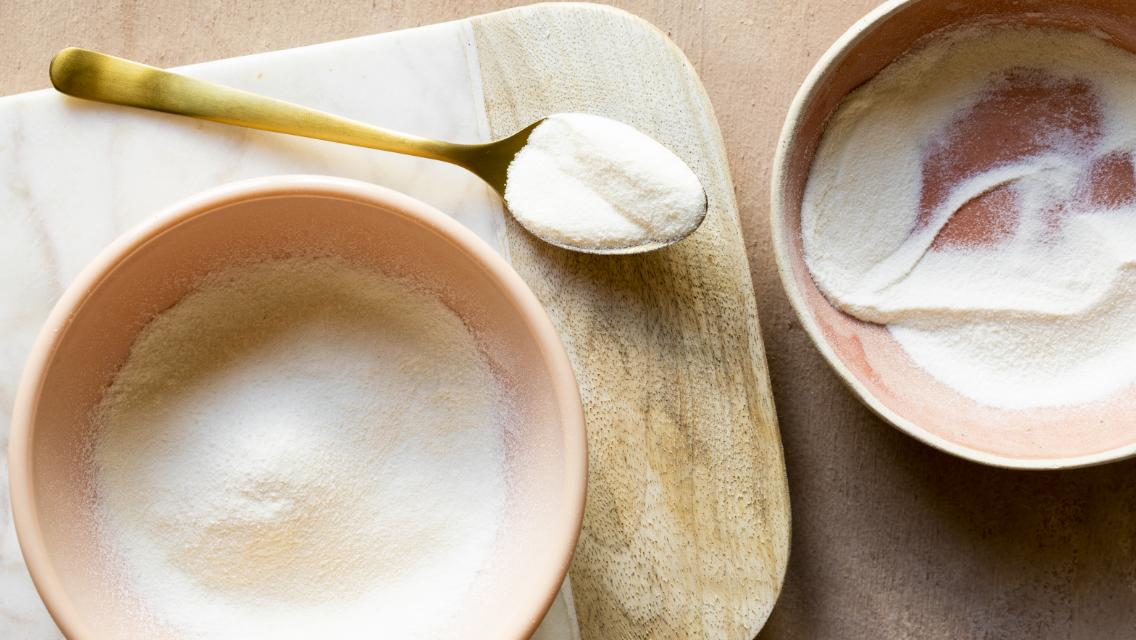 Powdered supplements in two bowls