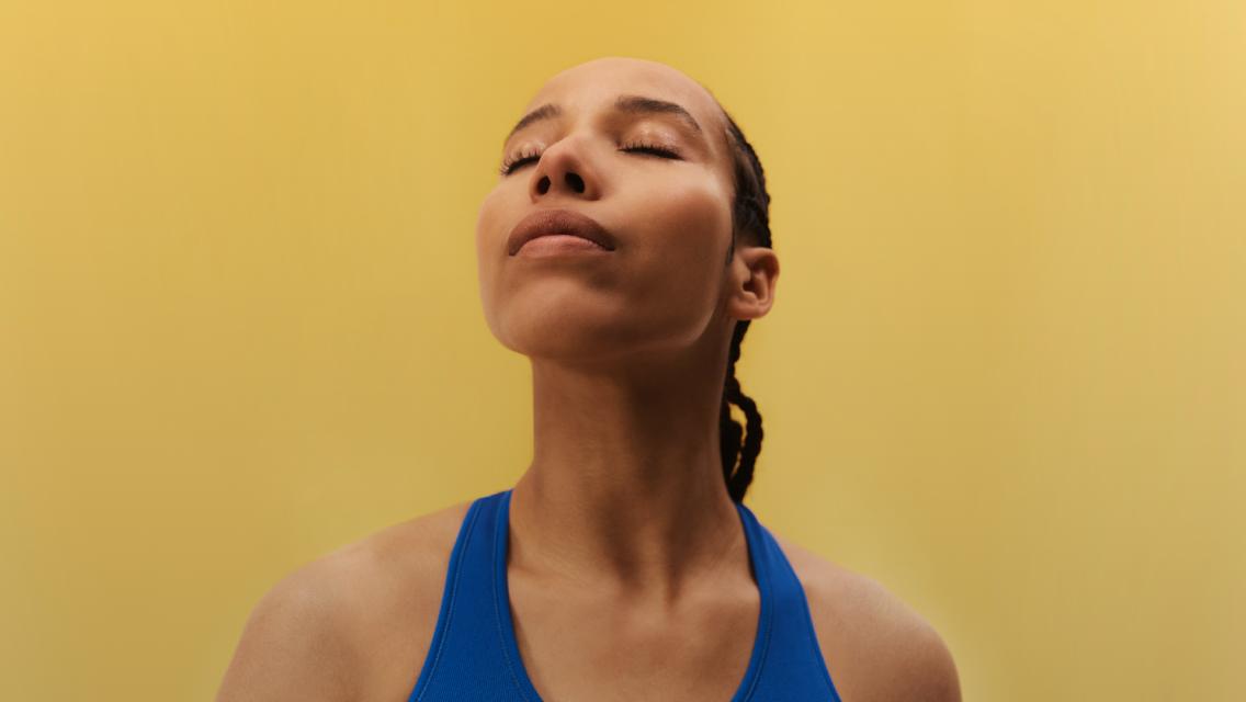 woman looking upward