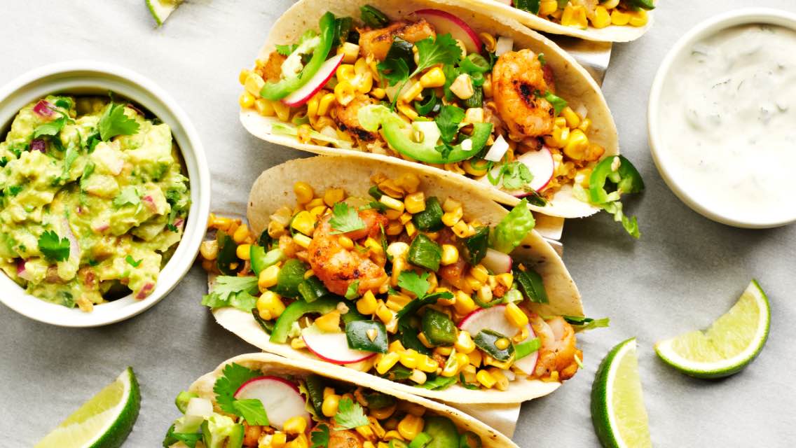Cajun Shrimp Tacos With Cilantro Crème and Guacamole
