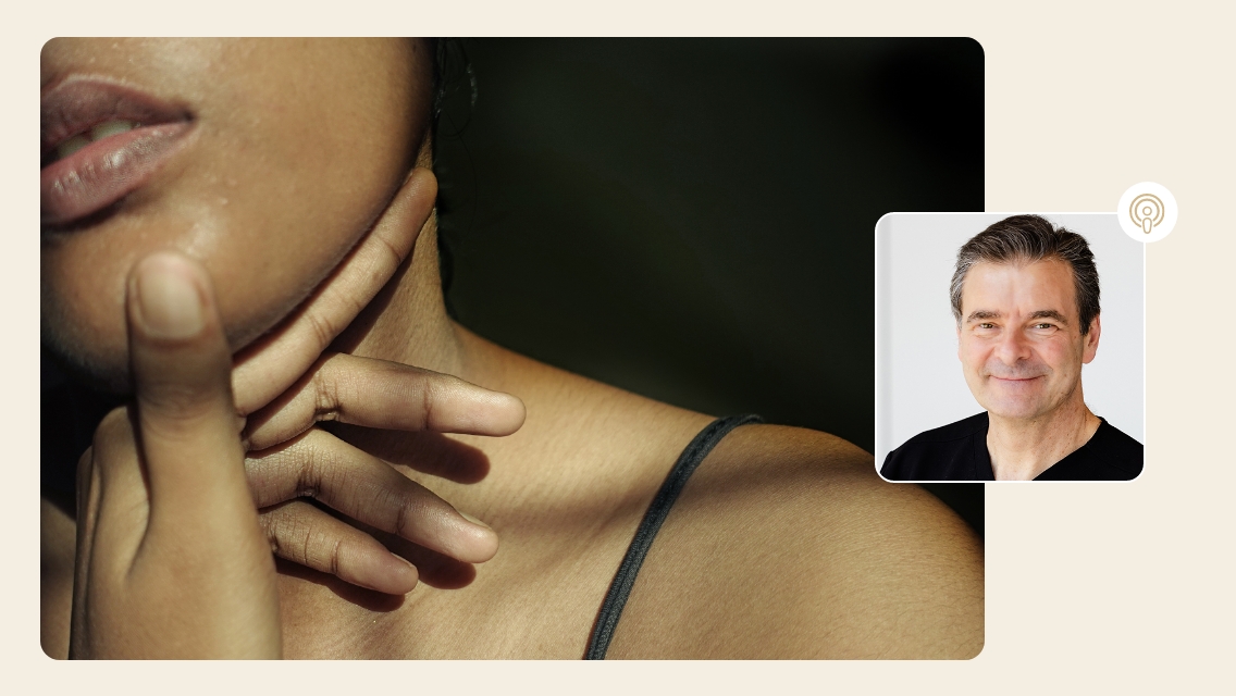 Woman touching her neck