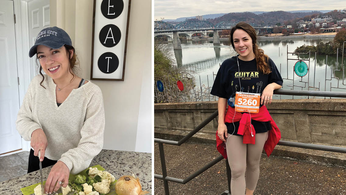 Demi Church in her kitchen and after a race