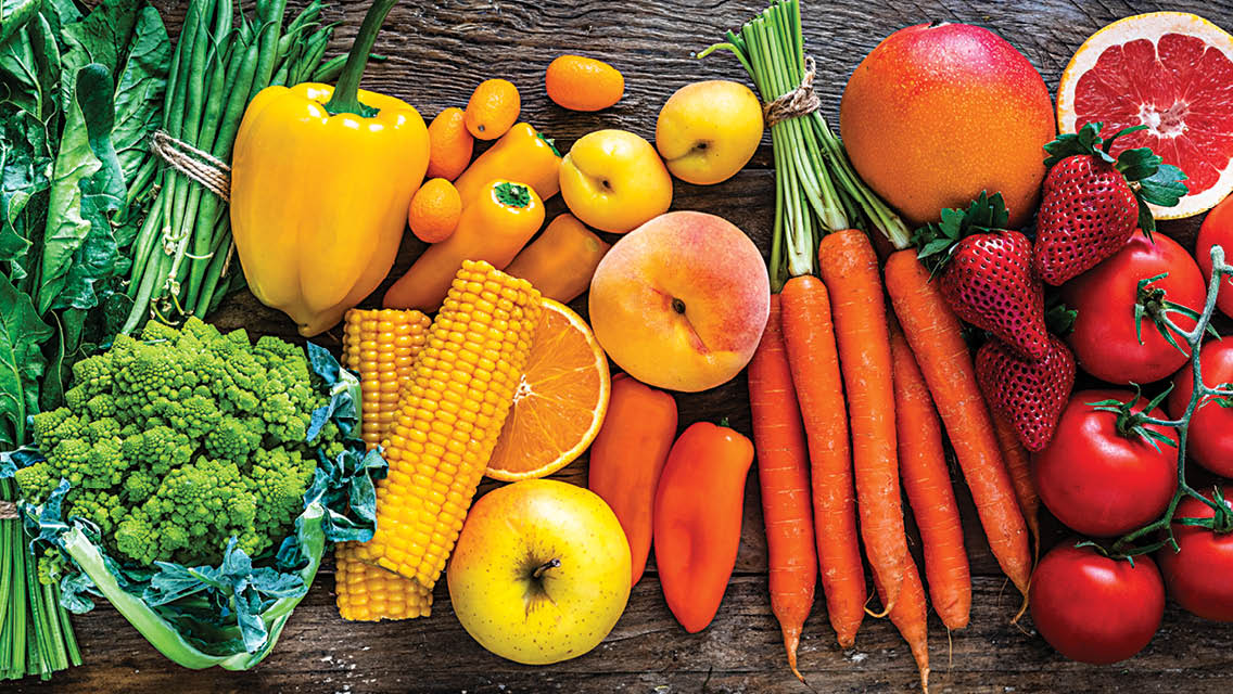 a rainbow of fruits and veggies