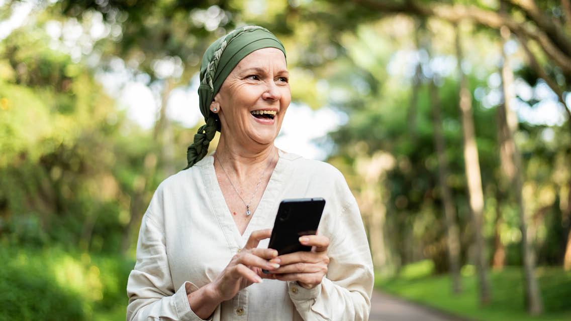 a woman fighting cancer smiles