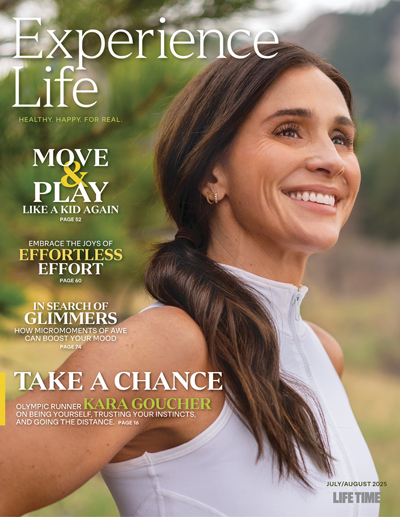 Kara Goucher on the cover of the July/August 2025 issue of Experience Life magazine
