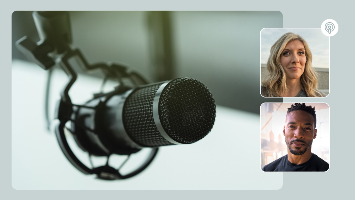 microphone and david and jamie headshot