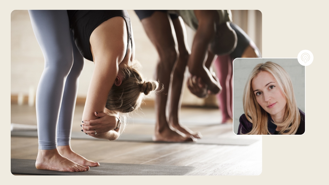 woman leaning down in yoga pose