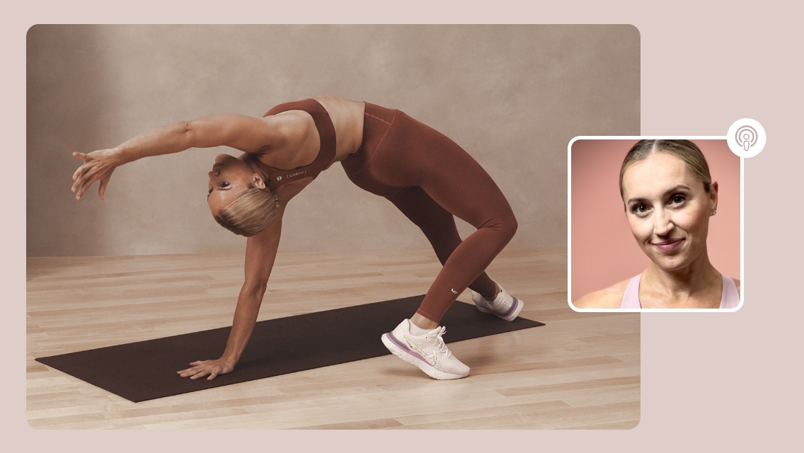 woman stretching on yoga mat
