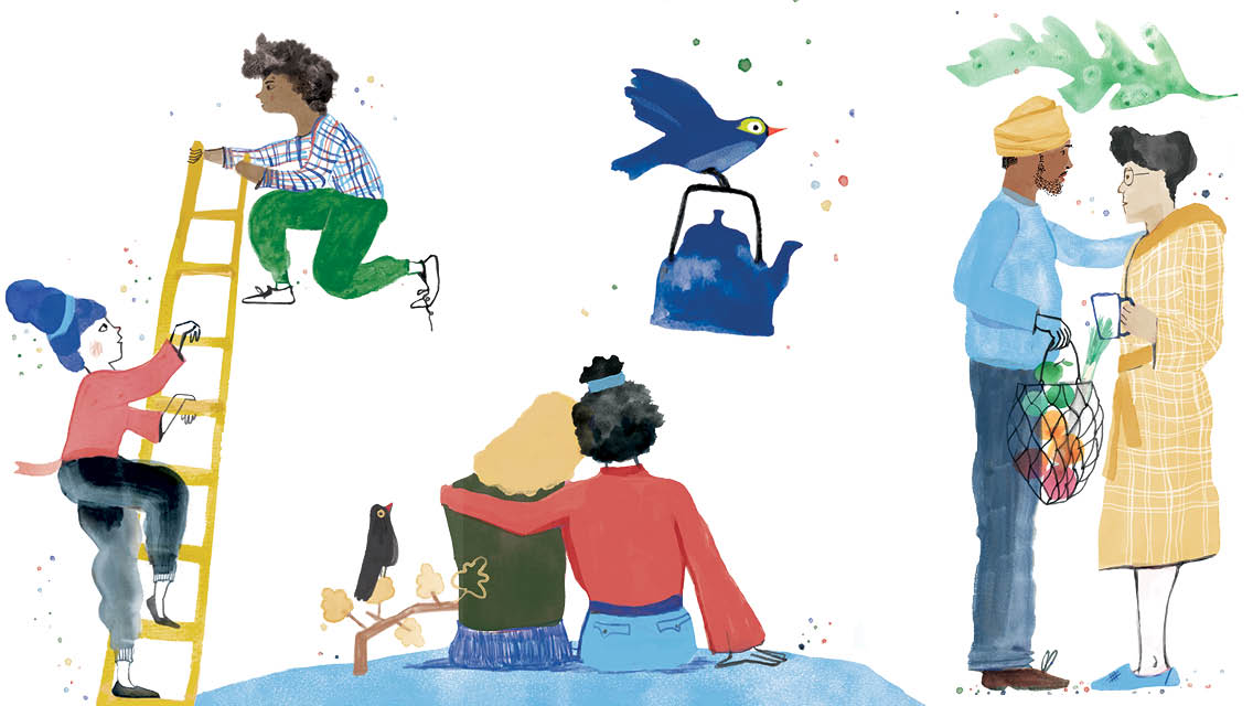 illustration of people helping one another