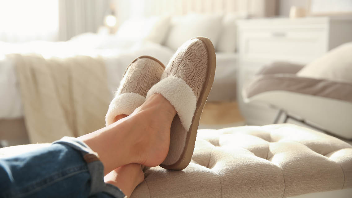 a person wearing slippers