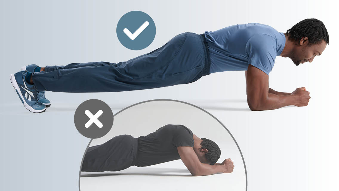 correct and incorrect posture for holding a plank