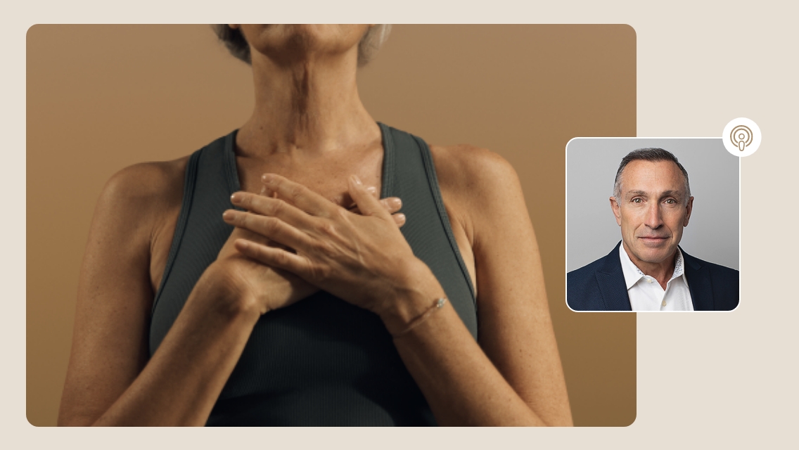 person with hands on heart