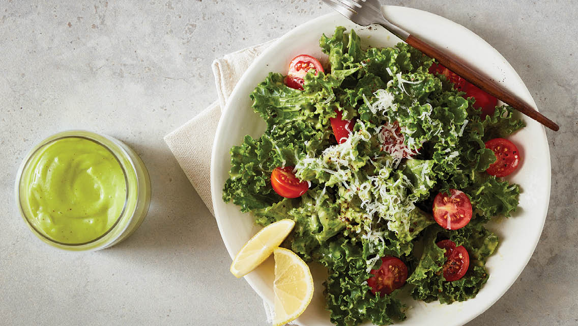 Homemade caesar dressing with avocado