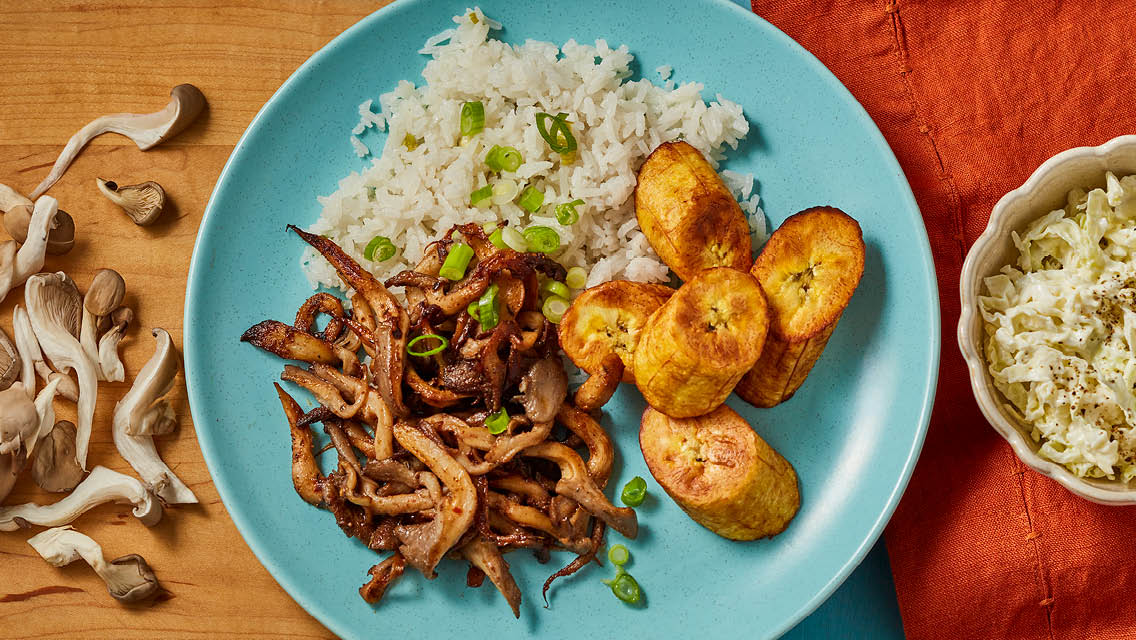 a meal made with mushrooms