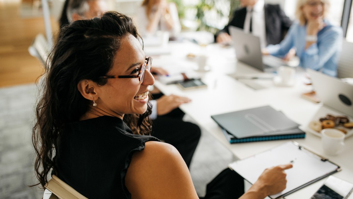 woman at work smiling