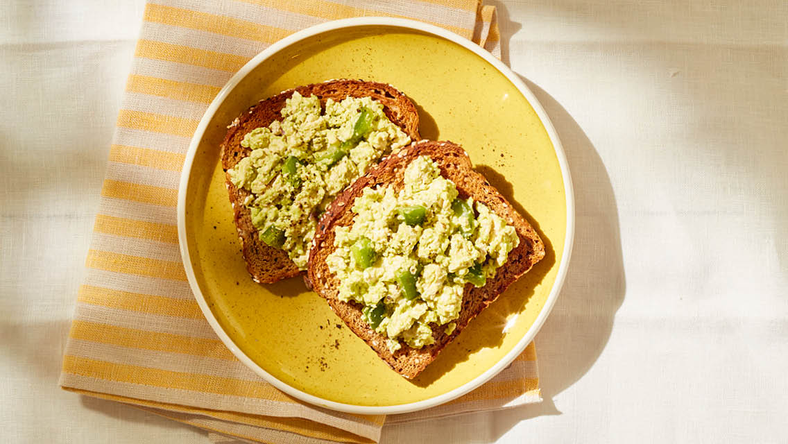 vegan egg salad served on toast
