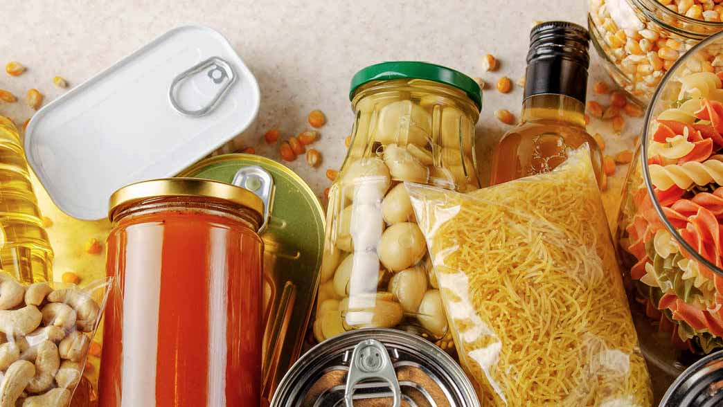 an array of processed foods.