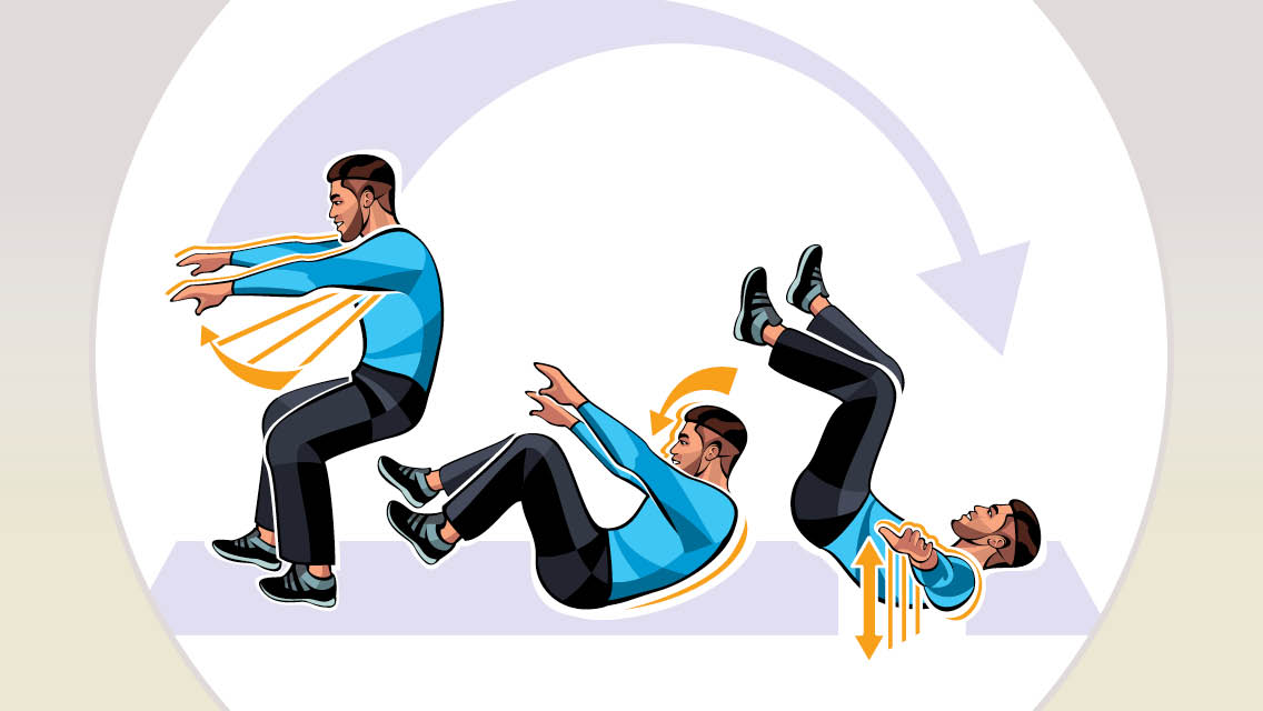 illustration of how to practice falling backwards.