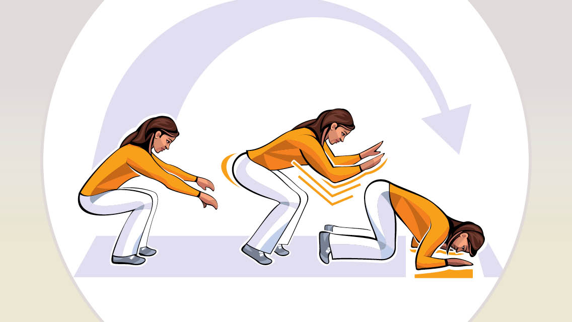 illustration of how to practice falling forward.