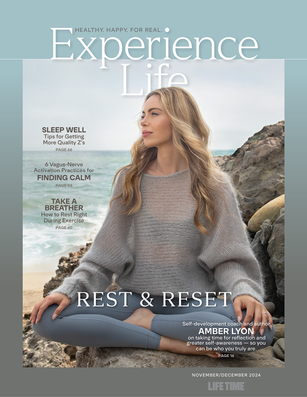 the November/December 2024 cover of Experience Life featuring Amber Lyon.