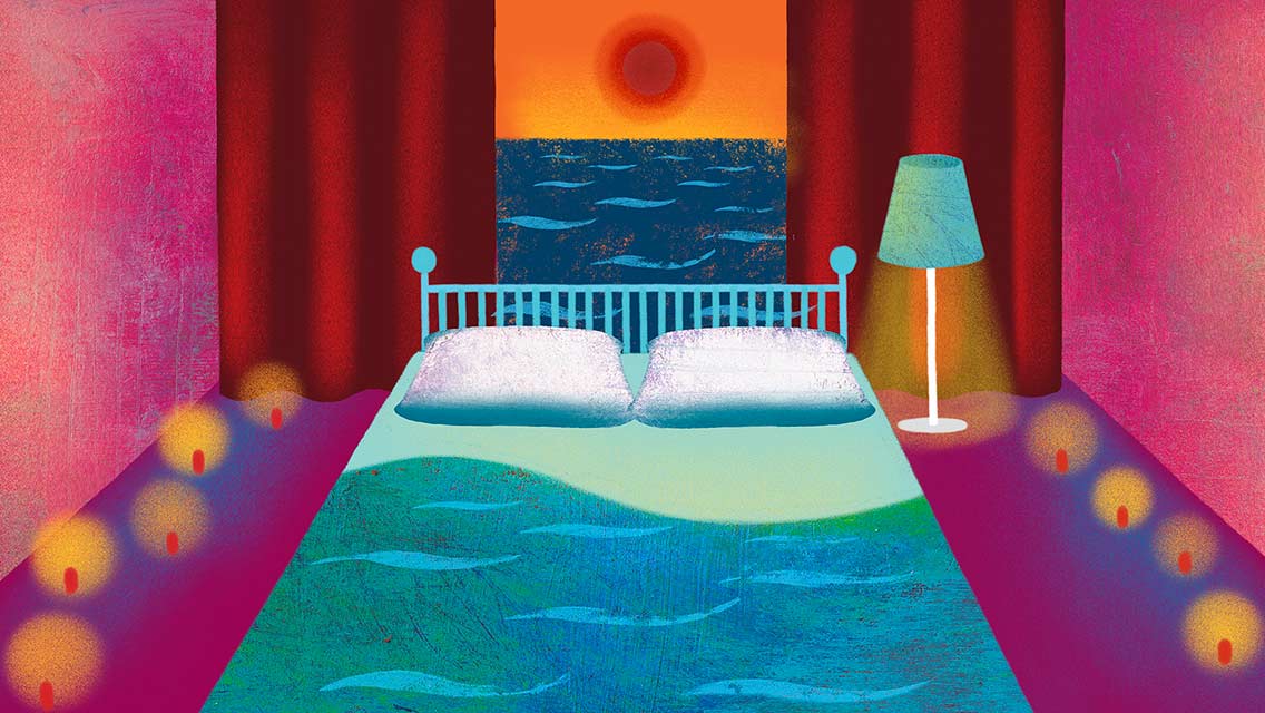 illustration of a romantic bedroom