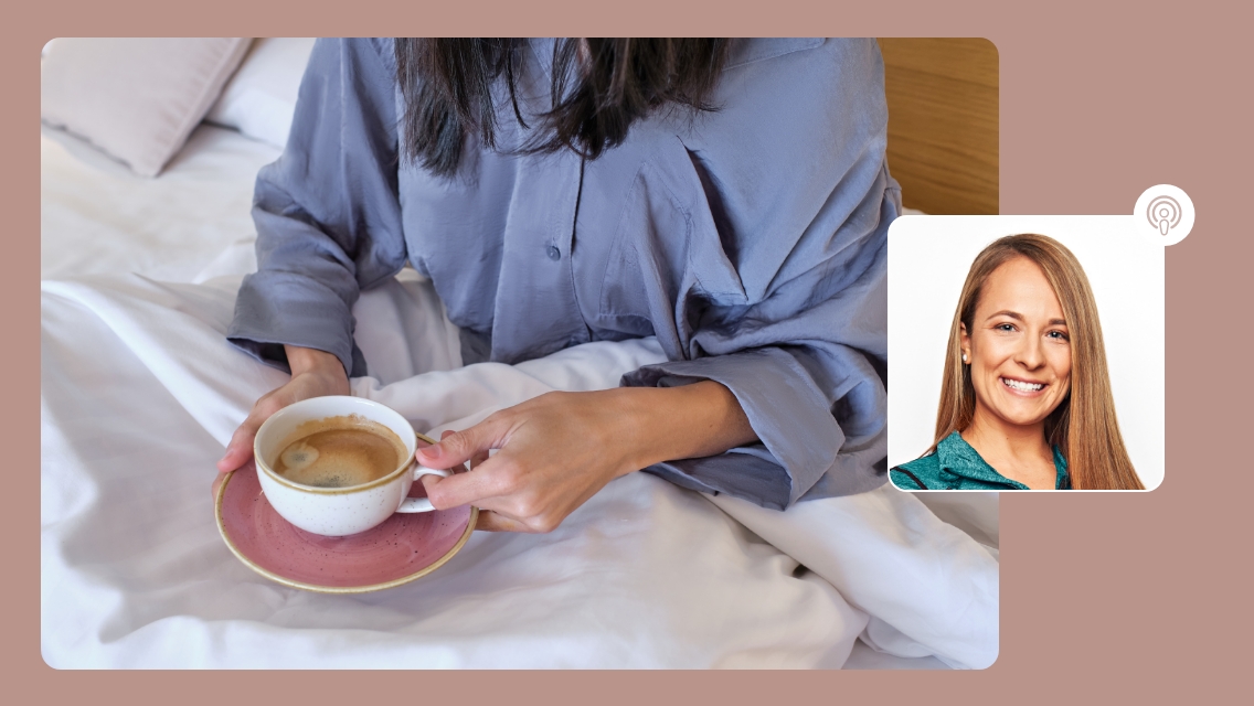 woman holding mug and samantha mckinney headshot