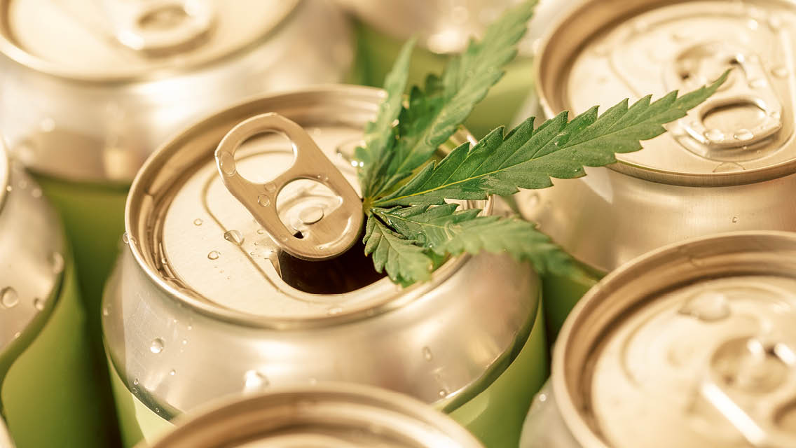 soda can with marijuana leaf