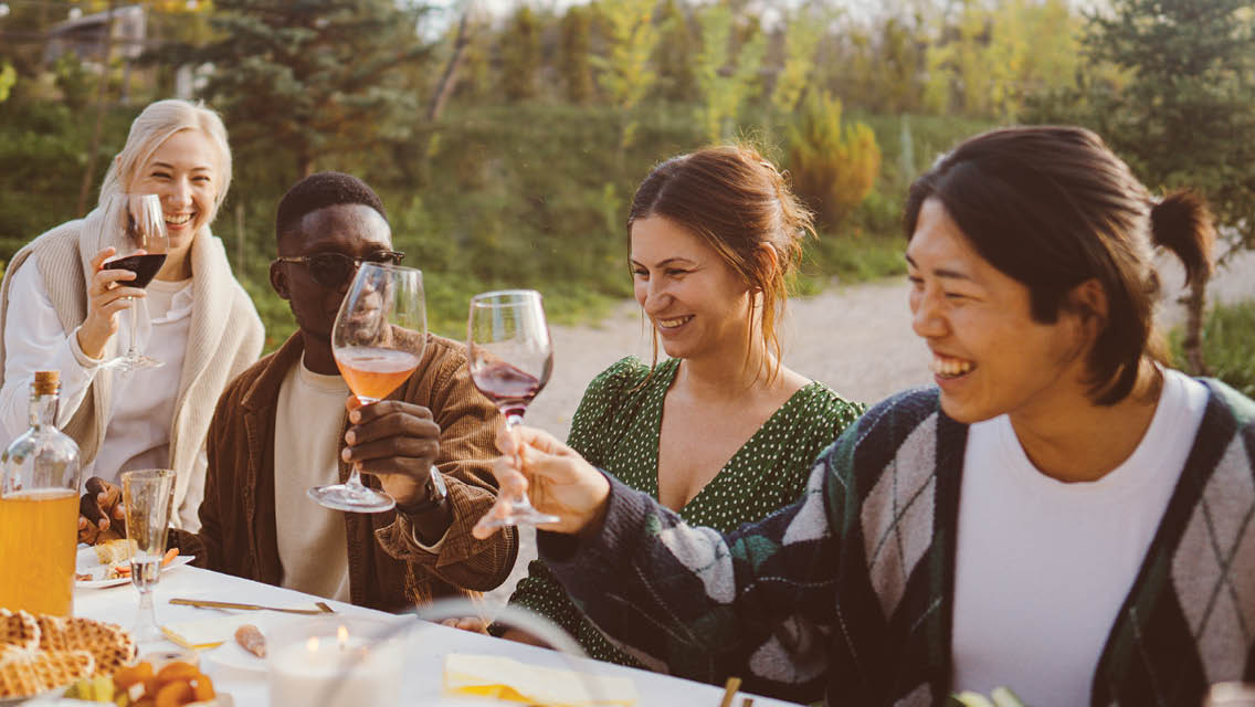 a group of friends drinking wine