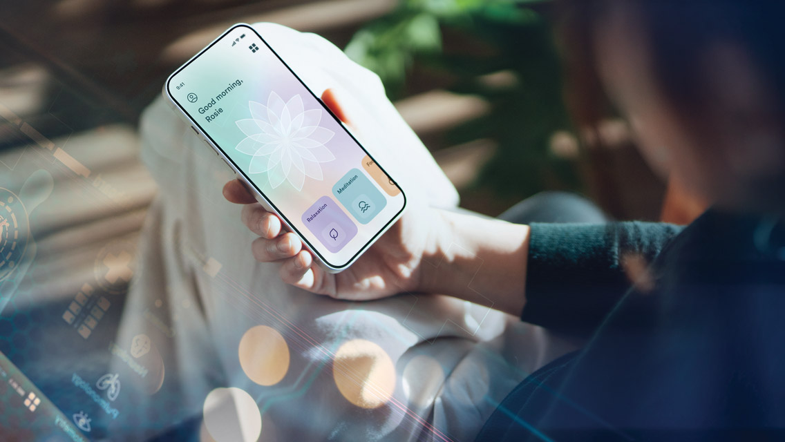 a person looks at their health info on a smart phone