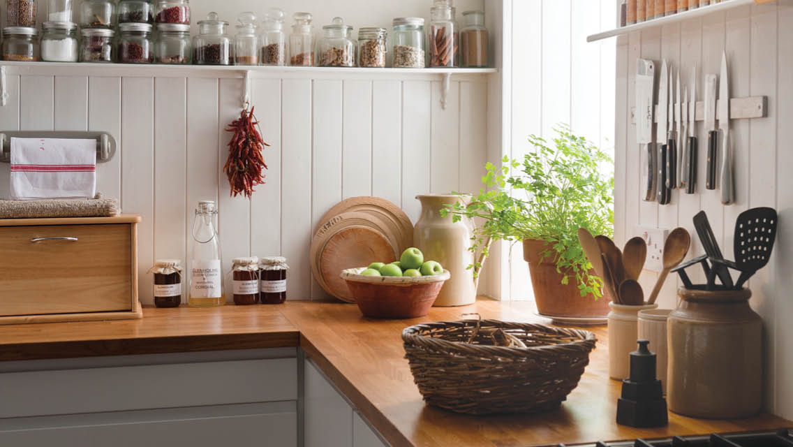 kitchen with essential items out for ease of use